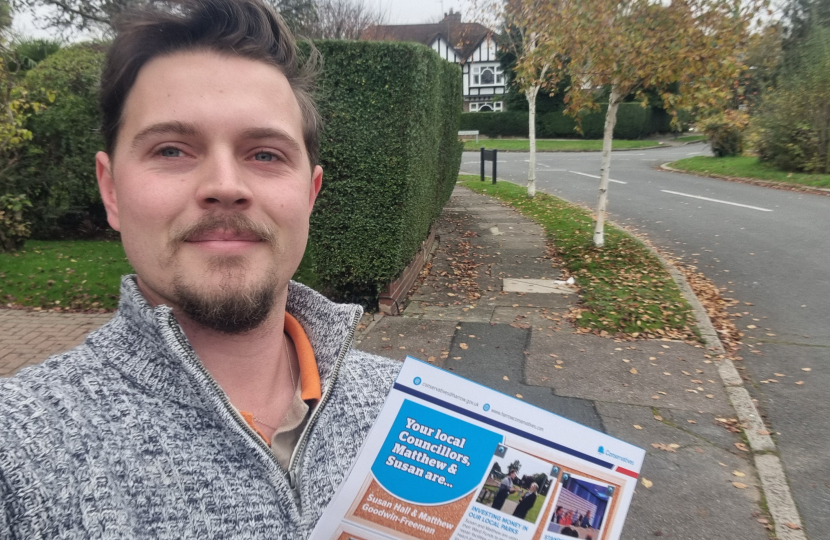 Matthew delivering leaflets